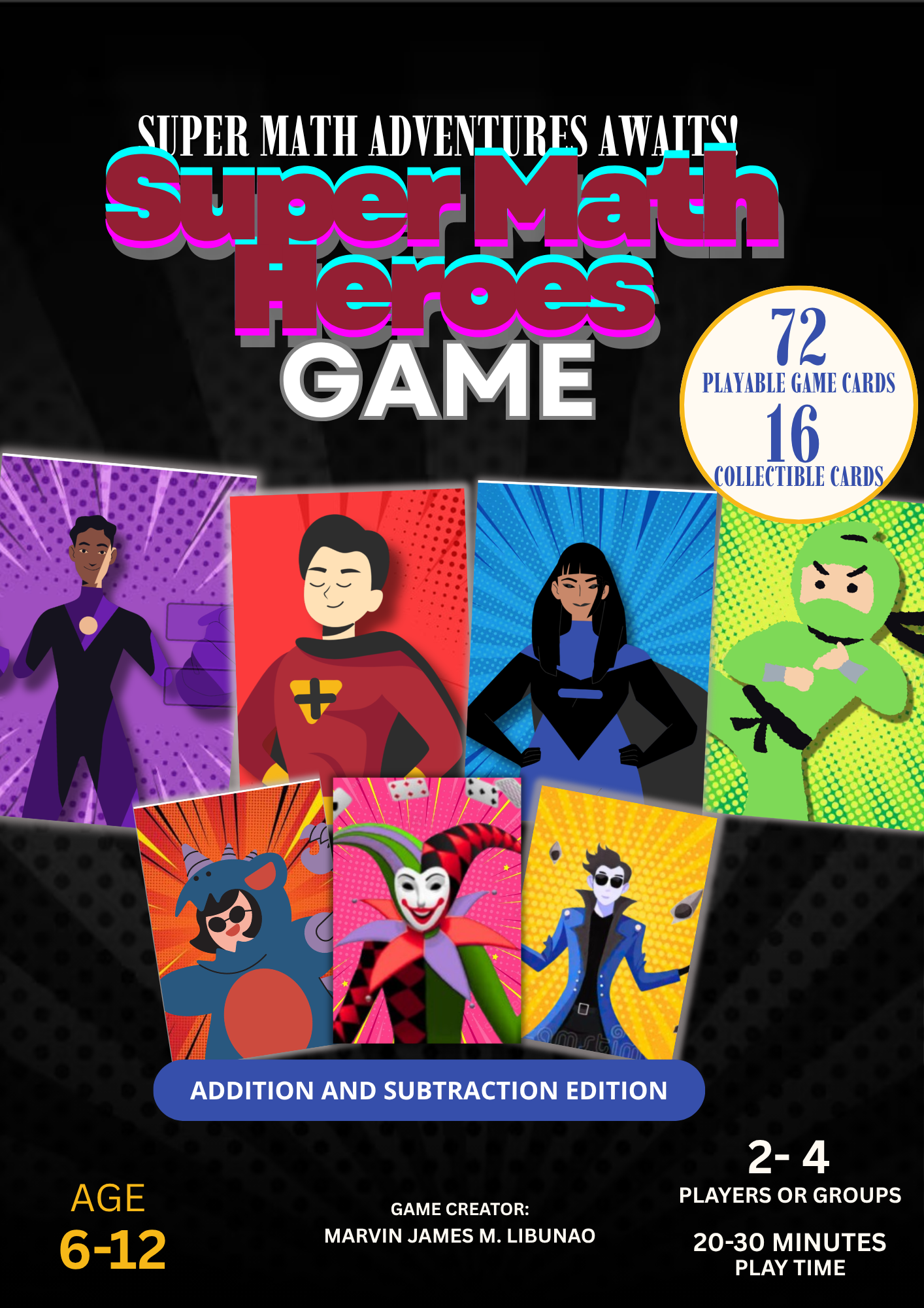 Super Heroes Math Card Game